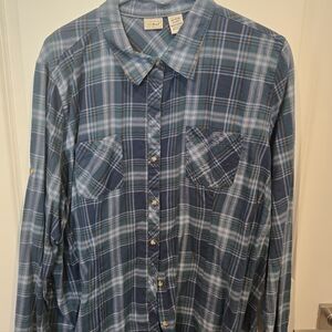 L.L. Bean Blue Plaid Button-Down Shirt